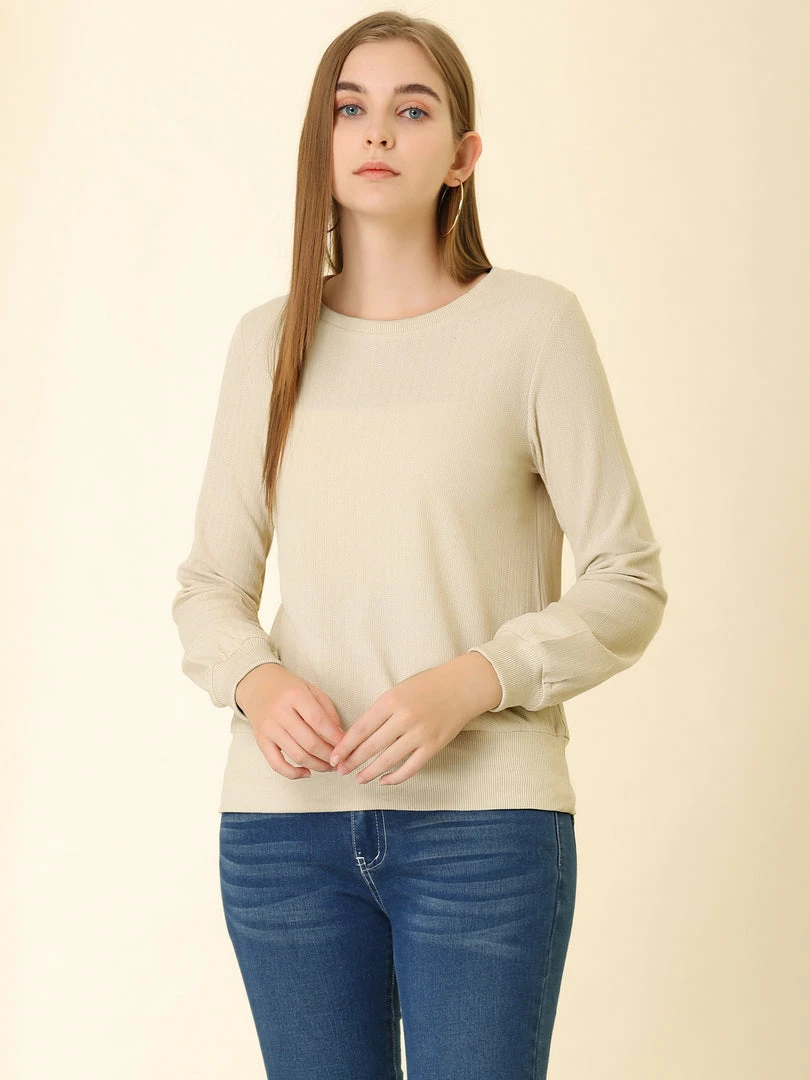 Allegra K Ribbed Pullover Sweater With Lantern Sleeves Women 66 Allegra K Ribbed Pullover Sweater With Lantern Sleeves Women