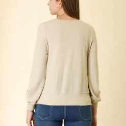 Allegra K Ribbed Pullover Sweater With Lantern Sleeves Women 134 Allegra K Ribbed Pullover Sweater With Lantern Sleeves Women