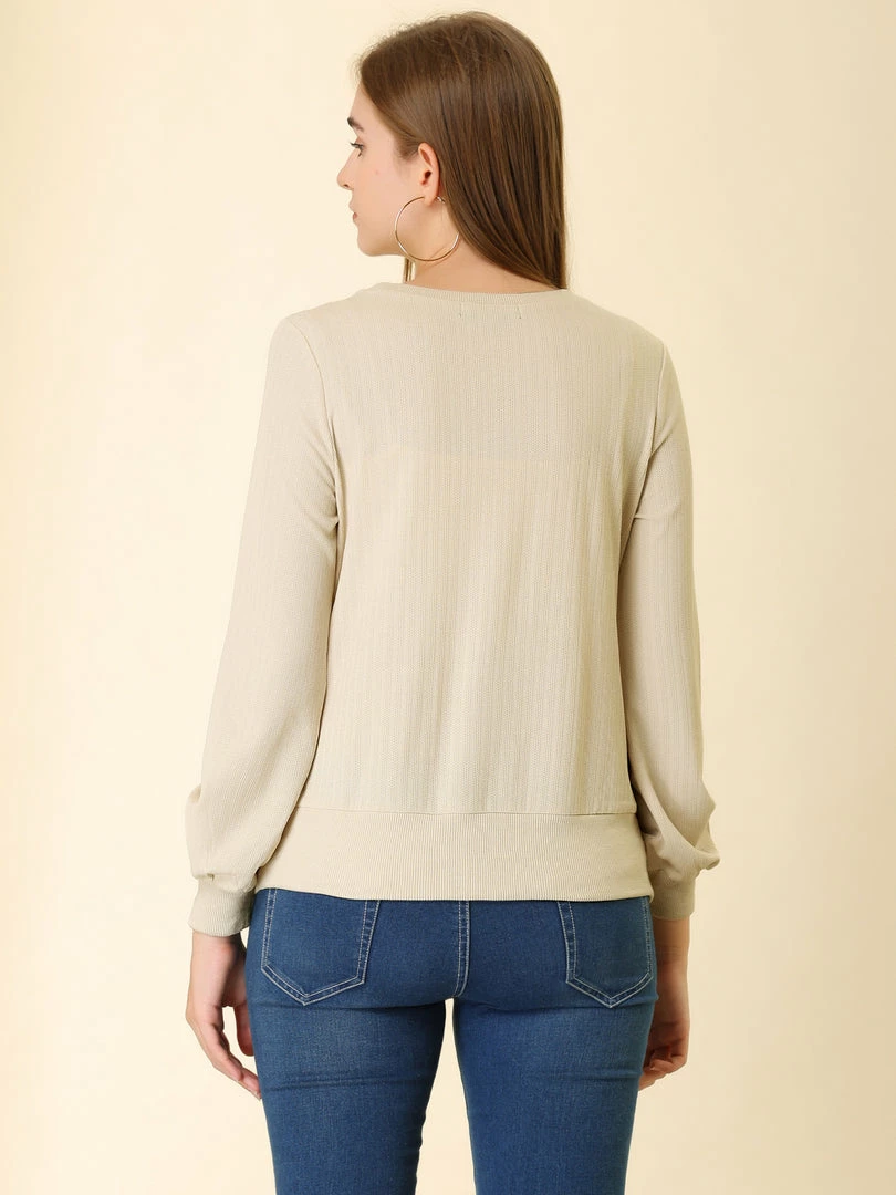 Allegra K Ribbed Pullover Sweater With Lantern Sleeves Women 68 Allegra K Ribbed Pullover Sweater With Lantern Sleeves Women