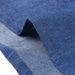 Allegra K Women's Denim Lace Frill Neck Puff Long Sleeve Chambray Blouse Top