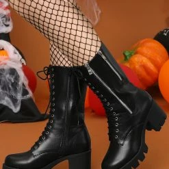 Allegra K Shoes Women's Lace Up Platform Chunky Heel Mid Calf Boots 29 Allegra K Shoes Women's Lace Up Platform Chunky Heel Mid Calf Boots