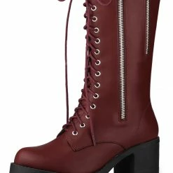 Allegra K Shoes Women's Lace Up Platform Chunky Heel Mid Calf Boots 34 Allegra K Shoes Women's Lace Up Platform Chunky Heel Mid Calf Boots