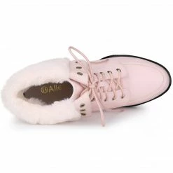 Allegra K Women's Platform Foldable Chunky Heels Lace Up Ankle Boots