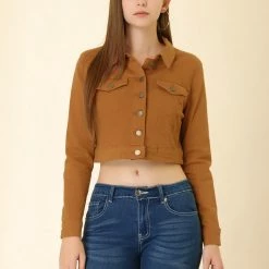 Allegra K Classic Button-Down Denim Trucker Jacket Women