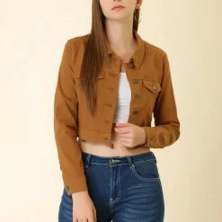 Allegra K Classic Button-Down Denim Trucker Jacket Women