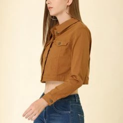 Allegra K Classic Button-Down Denim Trucker Jacket Women