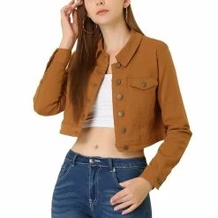 Allegra K Classic Button-Down Denim Trucker Jacket Women