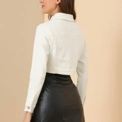 Allegra K Classic Button-Down Denim Trucker Jacket Women