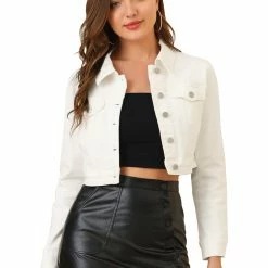 Allegra K Classic Button-Down Denim Trucker Jacket Women