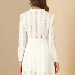 Allegra K Women's A-Line V Neck Semi Sheer Lace Dress 13 Allegra K Women's A-Line V Neck Semi Sheer Lace Dress