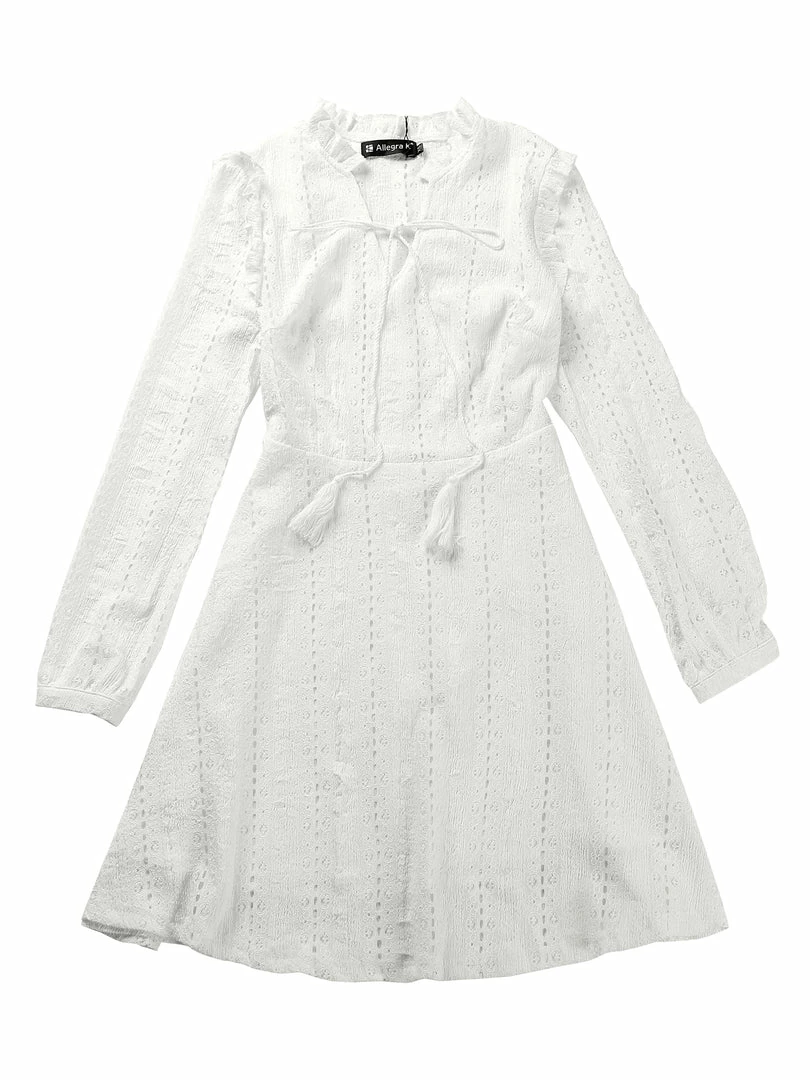 Allegra K Women's A-Line V Neck Semi Sheer Lace Dress 8 Allegra K Women's A-Line V Neck Semi Sheer Lace Dress