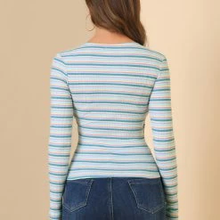 Allegra K Faux Wrap Knit Top In Striped Rainbow 44 Allegra K Faux Wrap Knit Top In Striped Rainbow