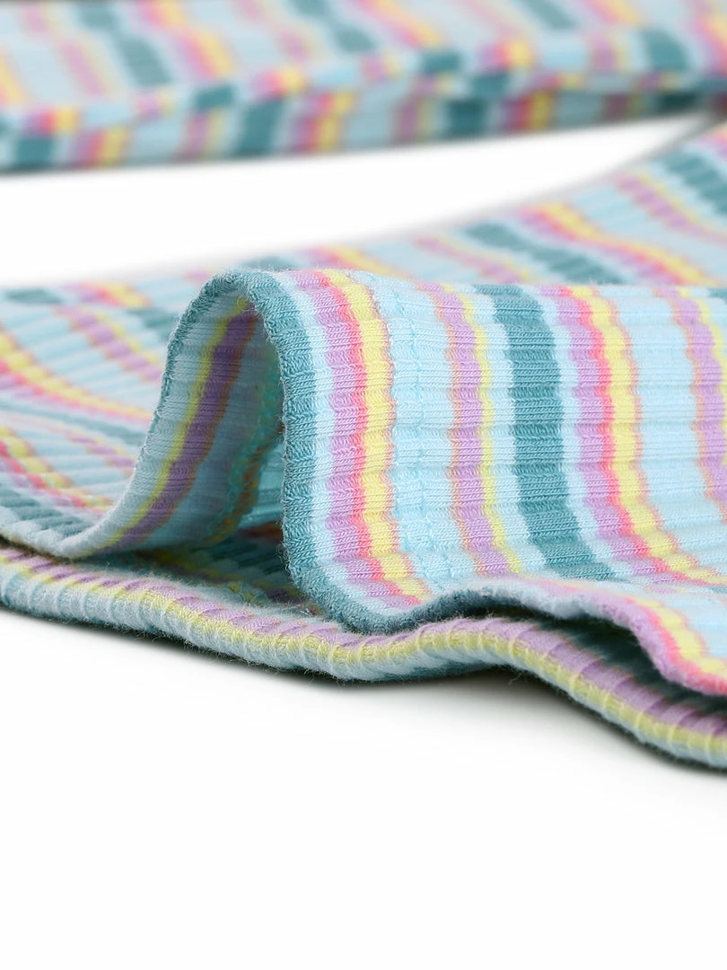 Allegra K Faux Wrap Knit Top In Striped Rainbow 21 Allegra K Faux Wrap Knit Top In Striped Rainbow