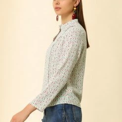 Allegra K Women's Long Sleeve Work Office Career Keyhole Ladies Floral Blouse 13 Allegra K Women's Long Sleeve Work Office Career Keyhole Ladies Floral Blouse