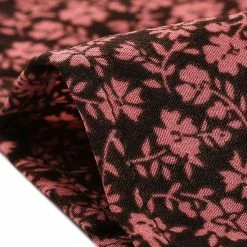 Allegra K Women's Ruffle Neck Long Sleeve A-Line Smocked Floral Dress