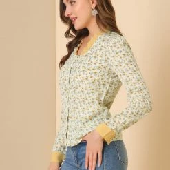 Allegra K Women's V Neck Chiffon Button Front Long Sleeve Shirt 13 Allegra K Women's V Neck Chiffon Button Front Long Sleeve Shirt