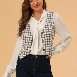 Allegra K Womens Waistcoat Steampunk Dressy Sleeveless Jacket Versatile Racerback Suit Vests 31 Allegra K Womens Waistcoat Steampunk Dressy Sleeveless Jacket Versatile Racerback Suit Vests