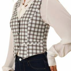 Allegra K Womens Waistcoat Steampunk Dressy Sleeveless Jacket Versatile Racerback Suit Vests