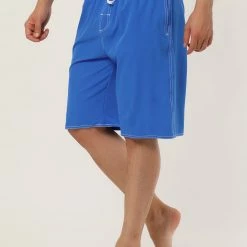 Allegra K Men's Summer Solid Shorts Drawstring Elastic Waist Swim Beach Board Shorts Pants