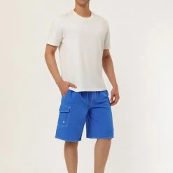 Allegra K Men's Summer Solid Shorts Drawstring Elastic Waist Swim Beach Board Shorts Pants