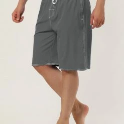 Allegra K Men's Summer Solid Shorts Drawstring Elastic Waist Swim Beach Board Shorts Pants