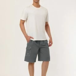 Allegra K Men's Summer Solid Shorts Drawstring Elastic Waist Swim Beach Board Shorts Pants