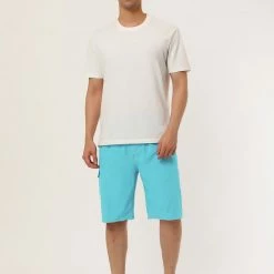 Allegra K Men's Summer Solid Shorts Drawstring Elastic Waist Swim Beach Board Shorts Pants