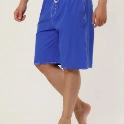 Allegra K Men's Summer Solid Shorts Drawstring Elastic Waist Swim Beach Board Shorts Pants