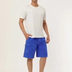 Allegra K Men's Summer Solid Shorts Drawstring Elastic Waist Swim Beach Board Shorts Pants
