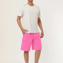 Allegra K Men's Summer Solid Shorts Drawstring Elastic Waist Swim Beach Board Shorts Pants