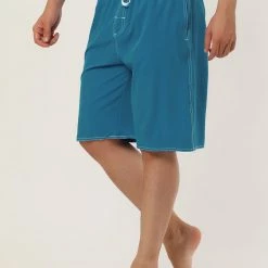 Allegra K Men's Summer Solid Shorts Drawstring Elastic Waist Swim Beach Board Shorts Pants