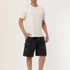 Allegra K Men's Summer Solid Shorts Drawstring Elastic Waist Swim Beach Board Shorts Pants