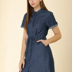 Allegra K Women's Jean Dress Chambray Summer Casual Button Down Denim Dresses 23 Allegra K Women's Jean Dress Chambray Summer Casual Button Down Denim Dresses