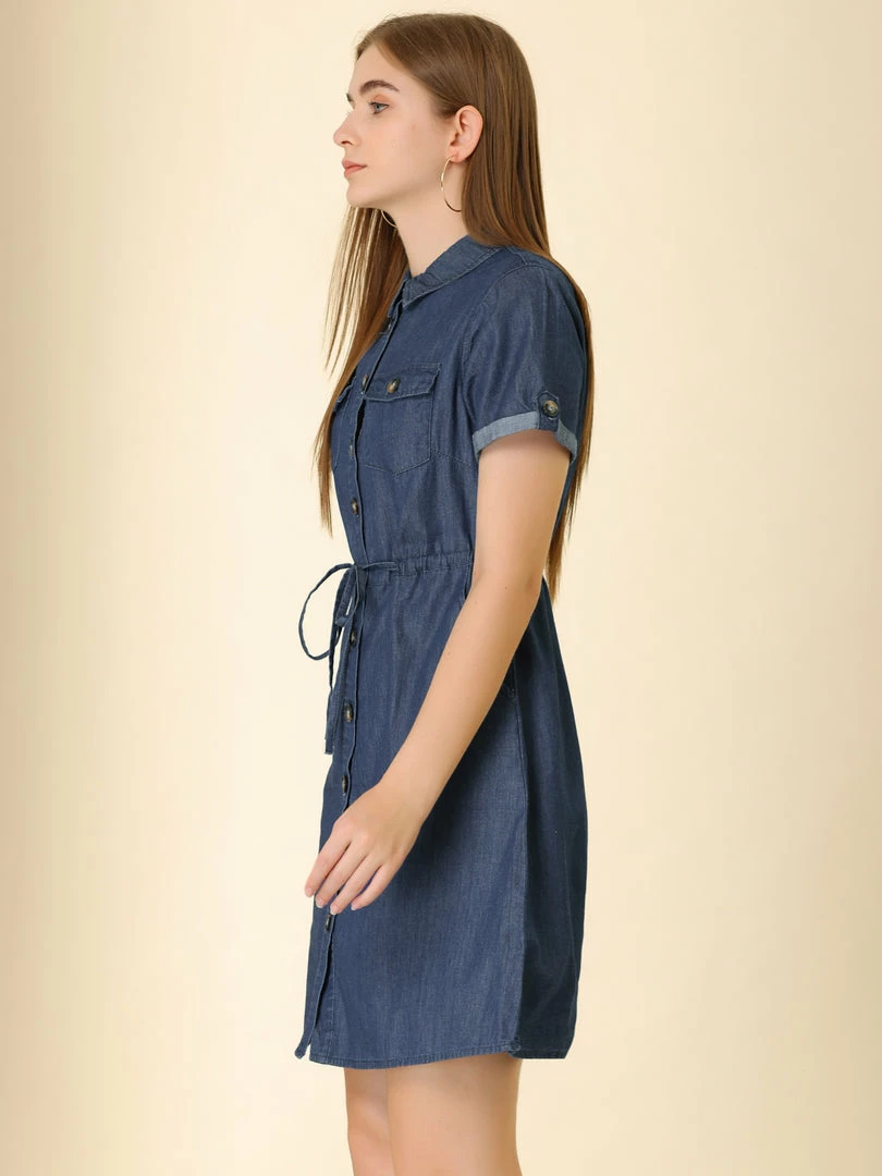 Allegra K Women's Jean Dress Chambray Summer Casual Button Down Denim Dresses 13 Allegra K Women's Jean Dress Chambray Summer Casual Button Down Denim Dresses