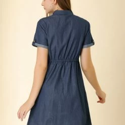 Allegra K Women's Jean Dress Chambray Summer Casual Button Down Denim Dresses 26 Allegra K Women's Jean Dress Chambray Summer Casual Button Down Denim Dresses