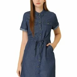 Allegra K Women's Jean Dress Chambray Summer Casual Button Down Denim Dresses 22 Allegra K Women's Jean Dress Chambray Summer Casual Button Down Denim Dresses