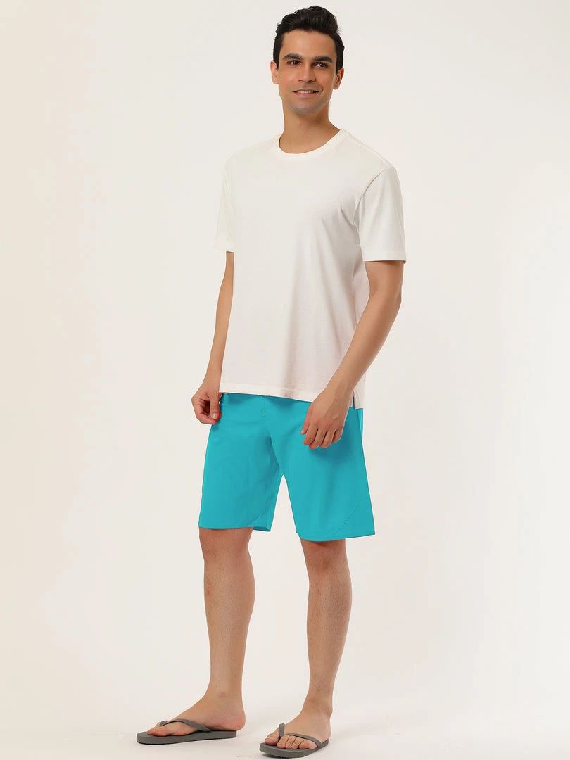 Allegra K Men's Board Shorts Solid Color Elastic Waist Drawstring Beach Swimwear Shorts 19 Allegra K Men's Board Shorts Solid Color Elastic Waist Drawstring Beach Swimwear Shorts