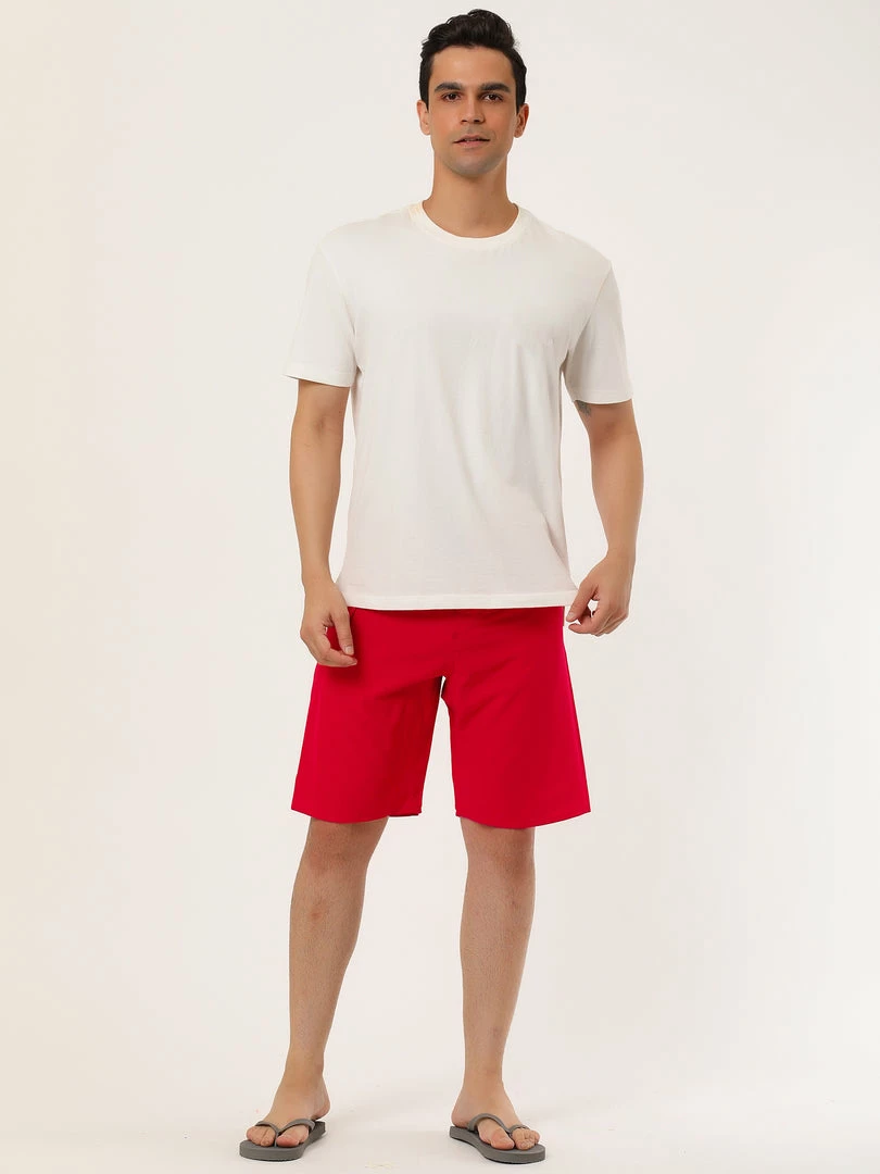 Allegra K Men's Board Shorts Solid Color Elastic Waist Drawstring Beach Swimwear Shorts 6 Allegra K Men's Board Shorts Solid Color Elastic Waist Drawstring Beach Swimwear Shorts