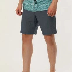 Allegra K Men's Summer Color Block Shorts Drawstring Stripe Swim Beach Board Shorts