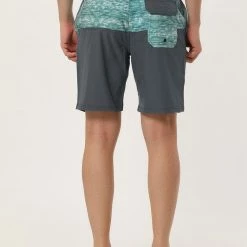 Allegra K Men's Summer Color Block Shorts Drawstring Stripe Swim Beach Board Shorts