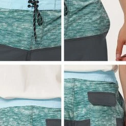 Allegra K Men's Summer Color Block Shorts Drawstring Stripe Swim Beach Board Shorts