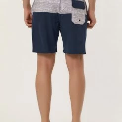 Allegra K Men's Summer Color Block Shorts Drawstring Stripe Swim Beach Board Shorts