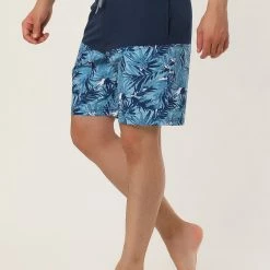 Allegra K Men's Summer Color Block Shorts Drawstring Stripe Swim Beach Board Shorts