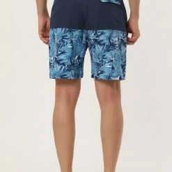 Allegra K Men's Summer Color Block Shorts Drawstring Stripe Swim Beach Board Shorts