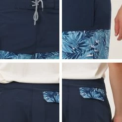 Allegra K Men's Summer Color Block Shorts Drawstring Stripe Swim Beach Board Shorts