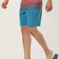 Allegra K Men's Summer Color Block Shorts Drawstring Stripe Swim Beach Board Shorts