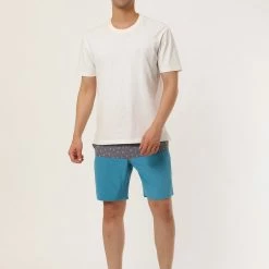 Allegra K Men's Summer Color Block Shorts Drawstring Stripe Swim Beach Board Shorts