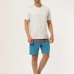 Allegra K Men's Summer Color Block Shorts Drawstring Stripe Swim Beach Board Shorts