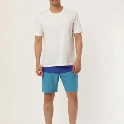 Allegra K Men's Summer Color Block Shorts Drawstring Stripe Swim Beach Board Shorts