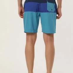 Allegra K Men's Summer Color Block Shorts Drawstring Stripe Swim Beach Board Shorts
